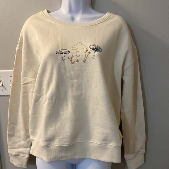 Pact Tops - NEW PACT Med 100% Organic Cotton Baby Bellas Mushroom Cream Slouchy Sweatshirt